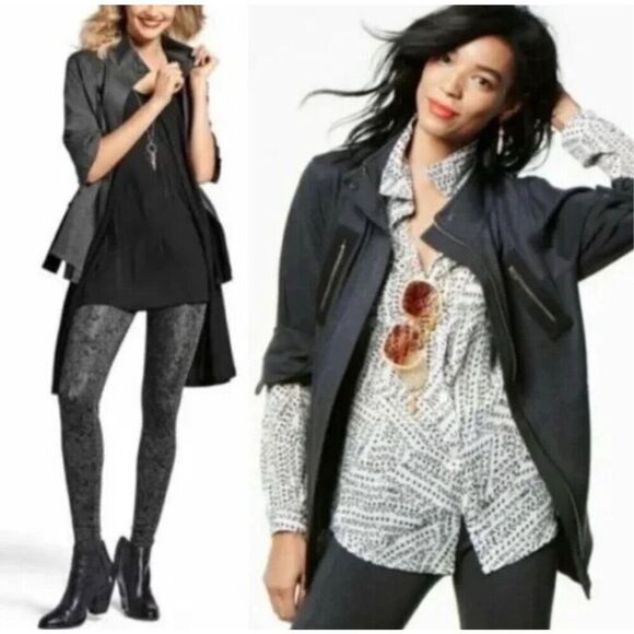 Cabi Carol Modern Full Mesh Paneled Jacket gray and black Medium - Picture 1 of 10